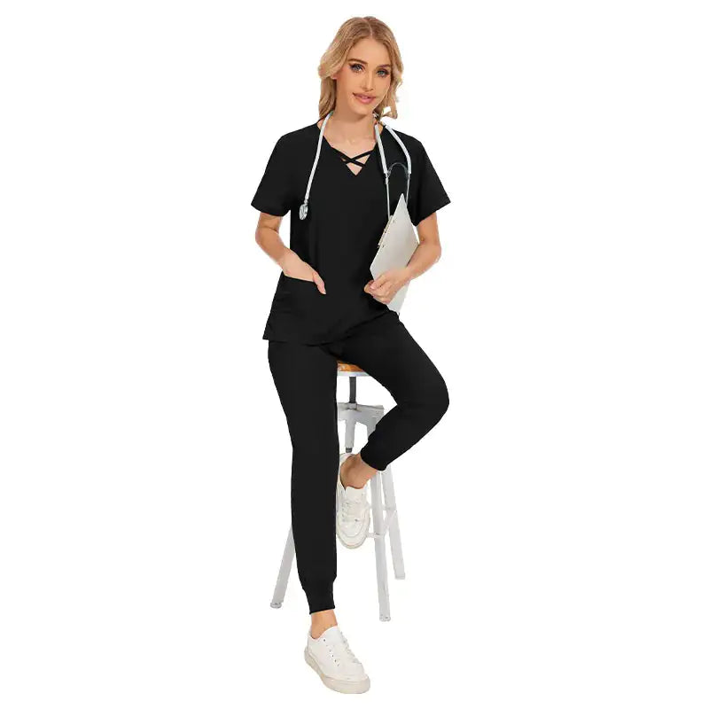 Stretch Women Slim Fit Scrubs Medical Uniforms Set